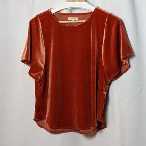 Madewell Orange Velvet Top